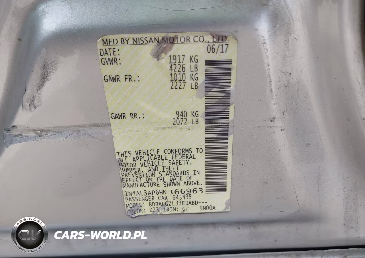 2017 Nissan Altima 2.5 S VIN:1N4AL3AP6HN366963 - 9