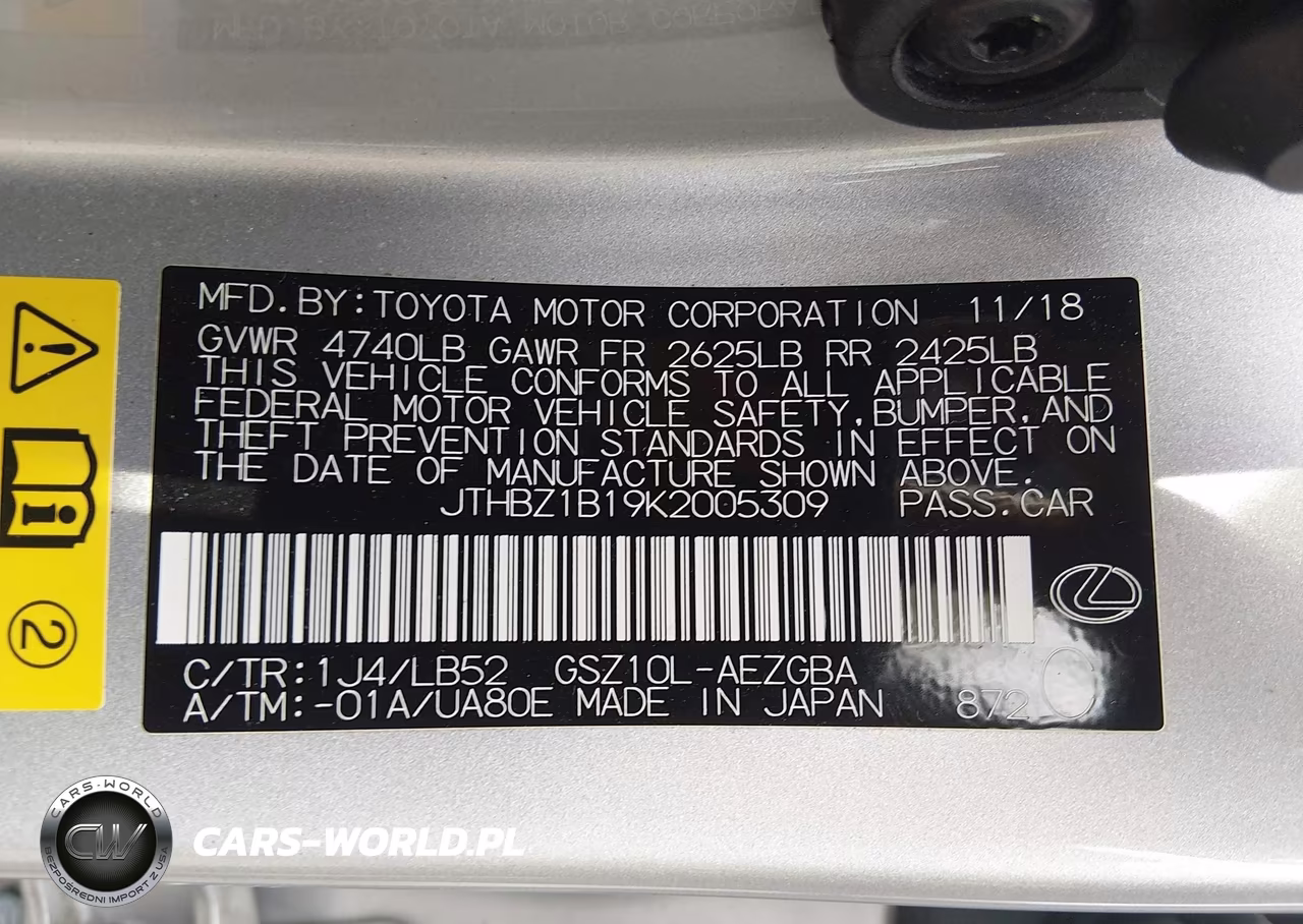 2019 Lexus Es 350 VIN:JTHBZ1B19K2005309 - 9