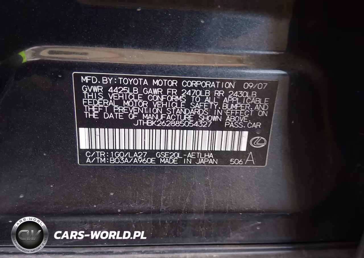 2008 Lexus Is 250 VIN:JTHBK262885054327 - 9