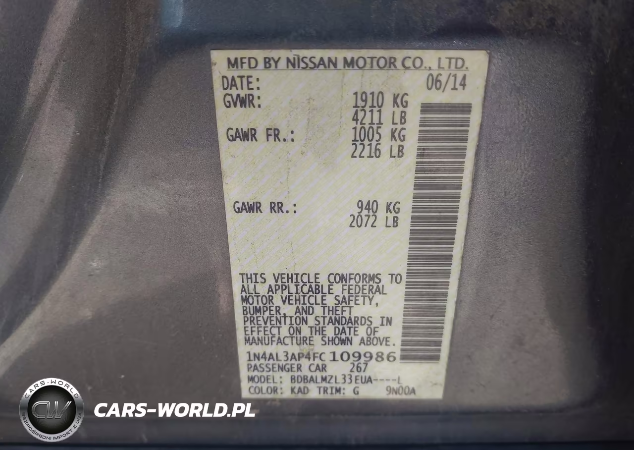 2015 Nissan Altima 2.5 Sv VIN:1N4AL3AP4FC109986 - 9