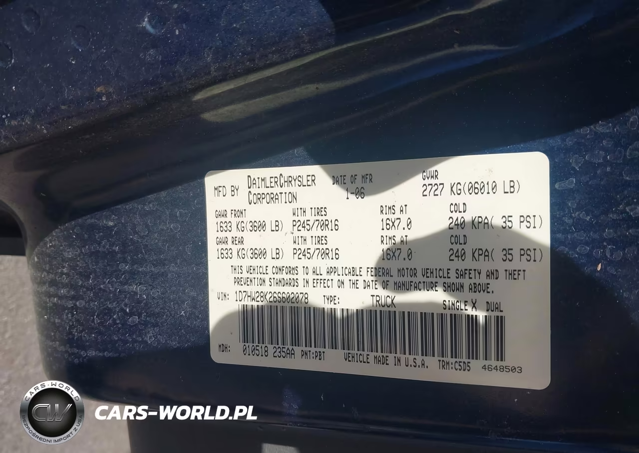 2006 Dodge Dakota St VIN:1D7HW28K26S602078 - 9