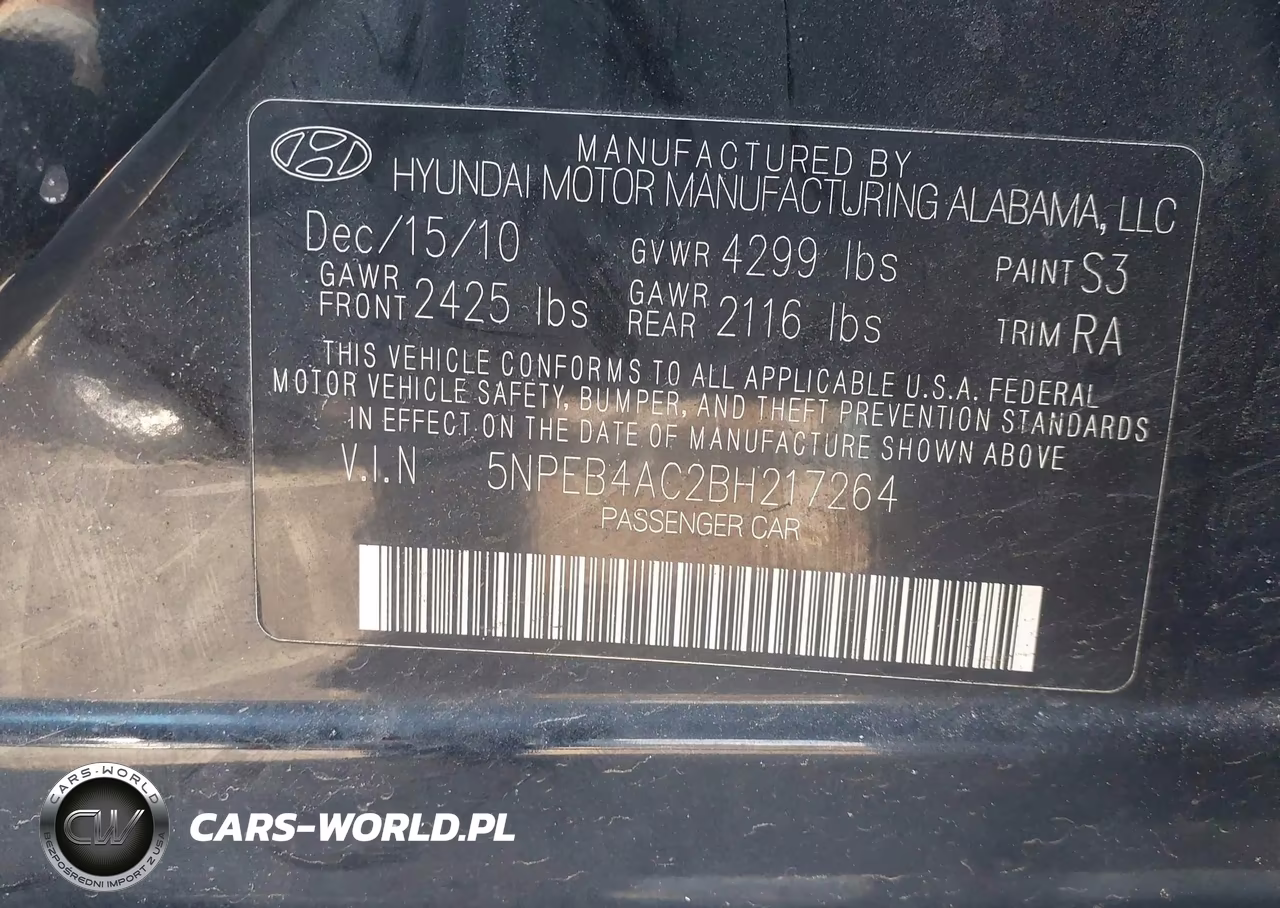 2011 Hyundai Sonata Gls VIN:5NPEB4AC2BH217264 - 9