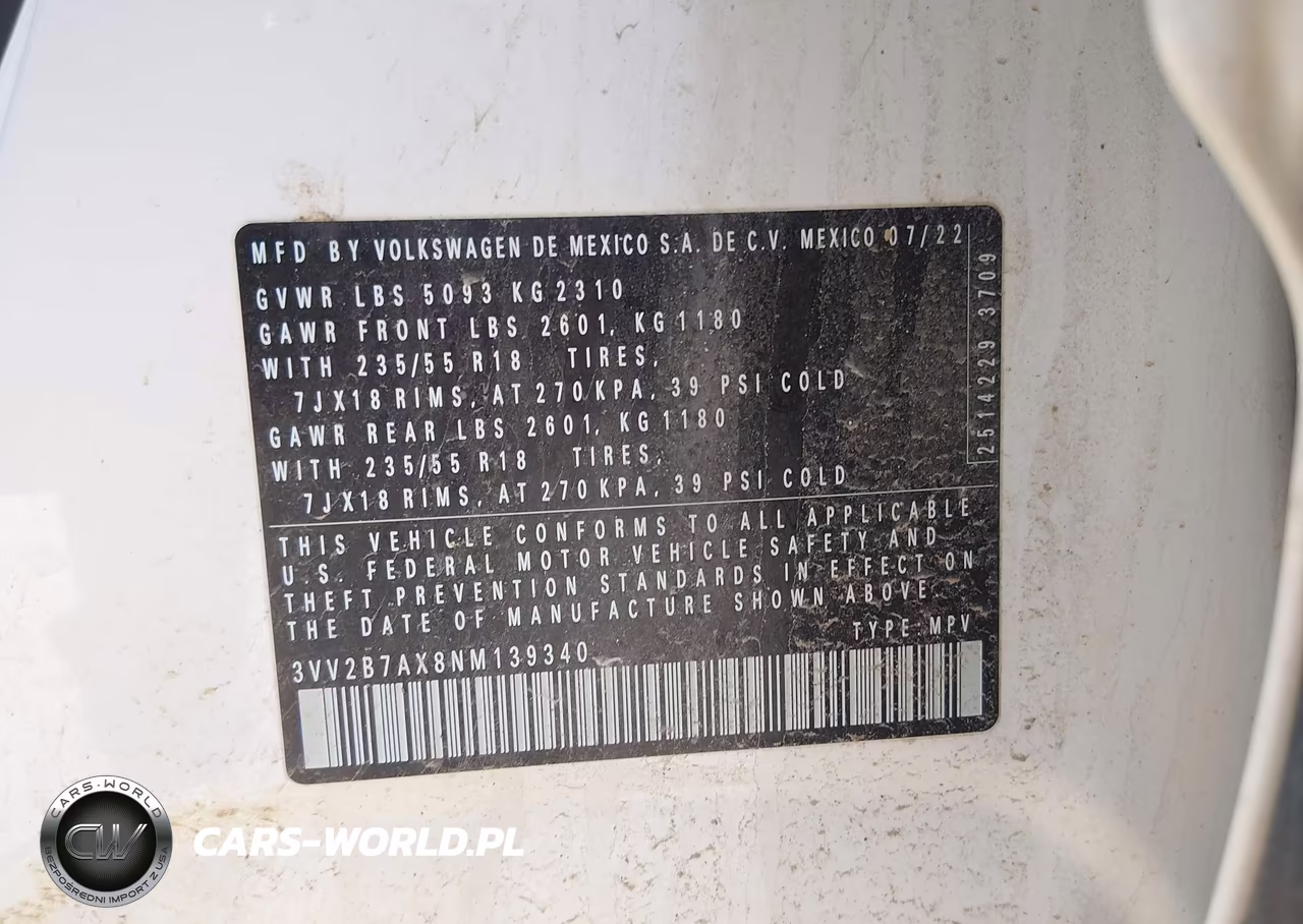 2022 Volkswagen Tiguan 2.0T Se VIN:3VV2B7AX8NM139340 - 9