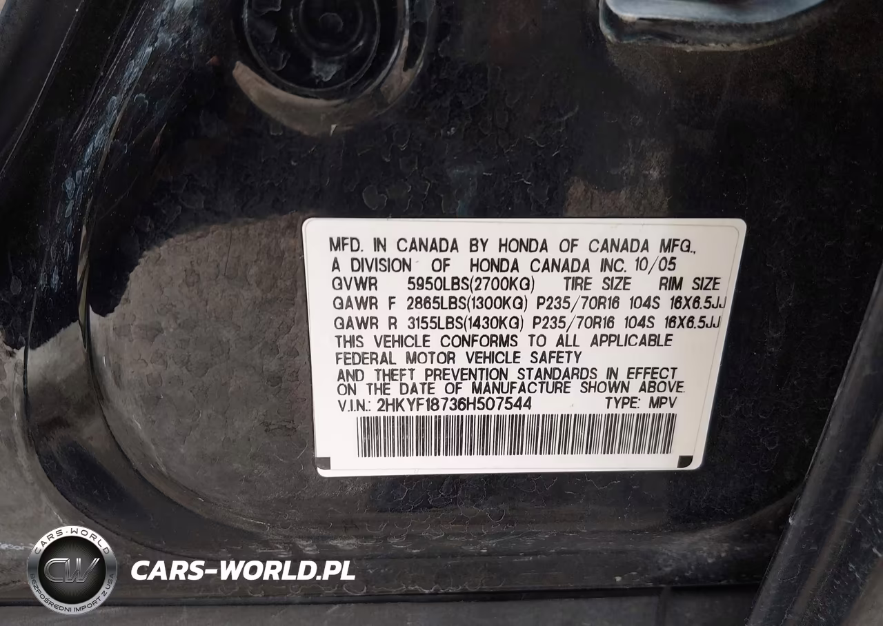 2006 Honda Pilot Ex-L VIN:2HKYF18736H507544 - 9