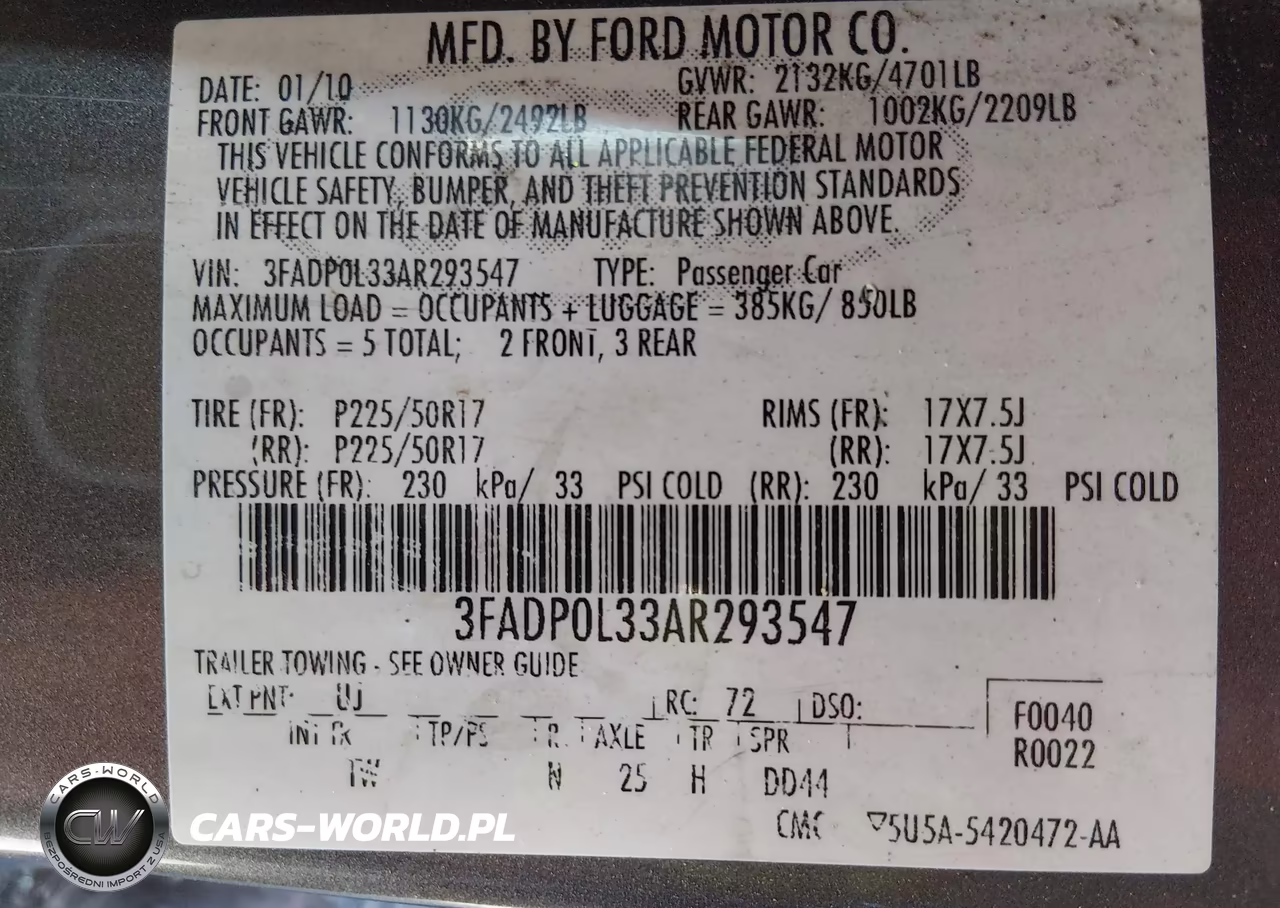 2010 Ford Fusion Hybrid VIN:3FADP0L33AR293547 - 9