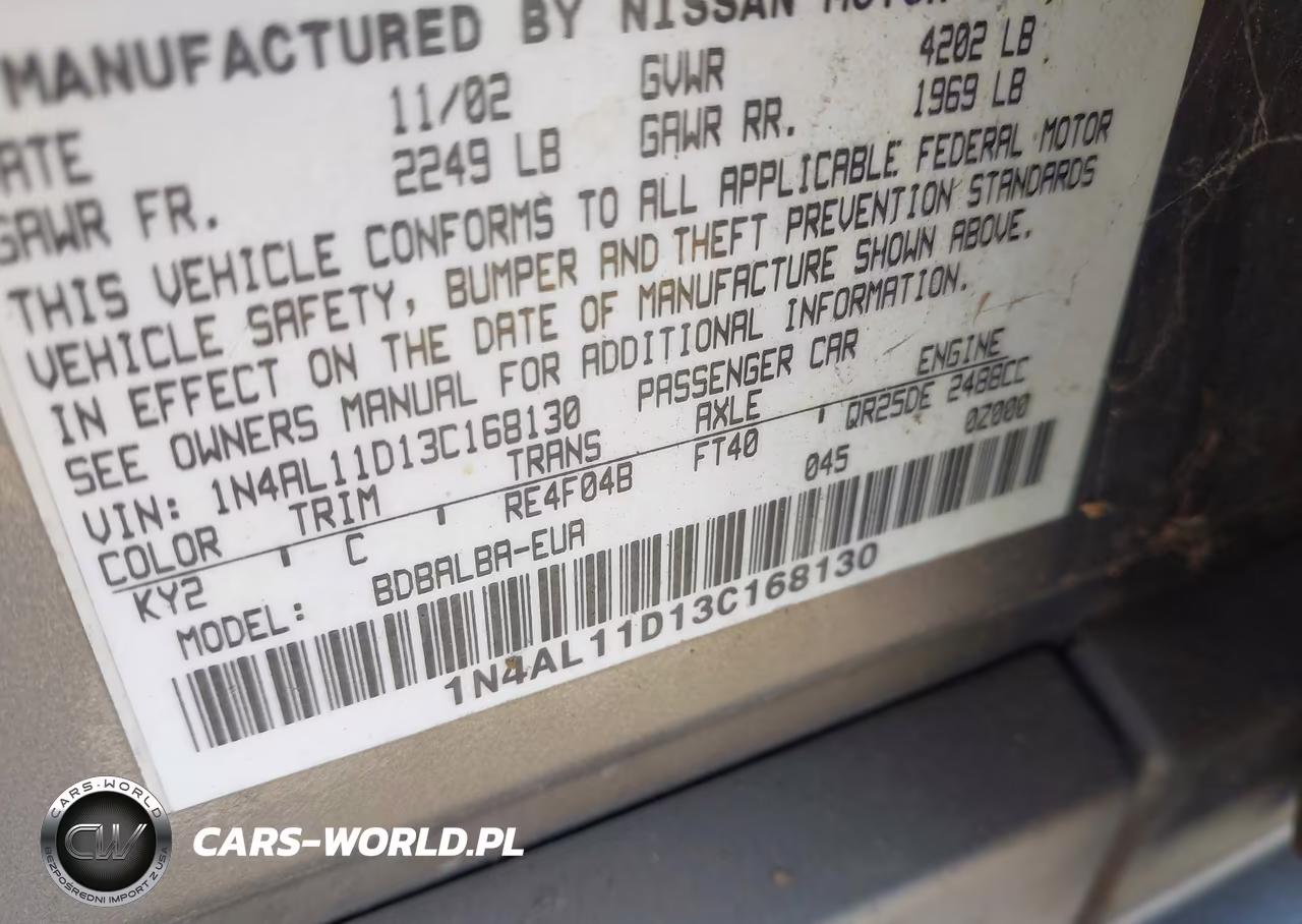 2003 Nissan Altima 2.5 S VIN:1N4AL11D13C168130 - 9