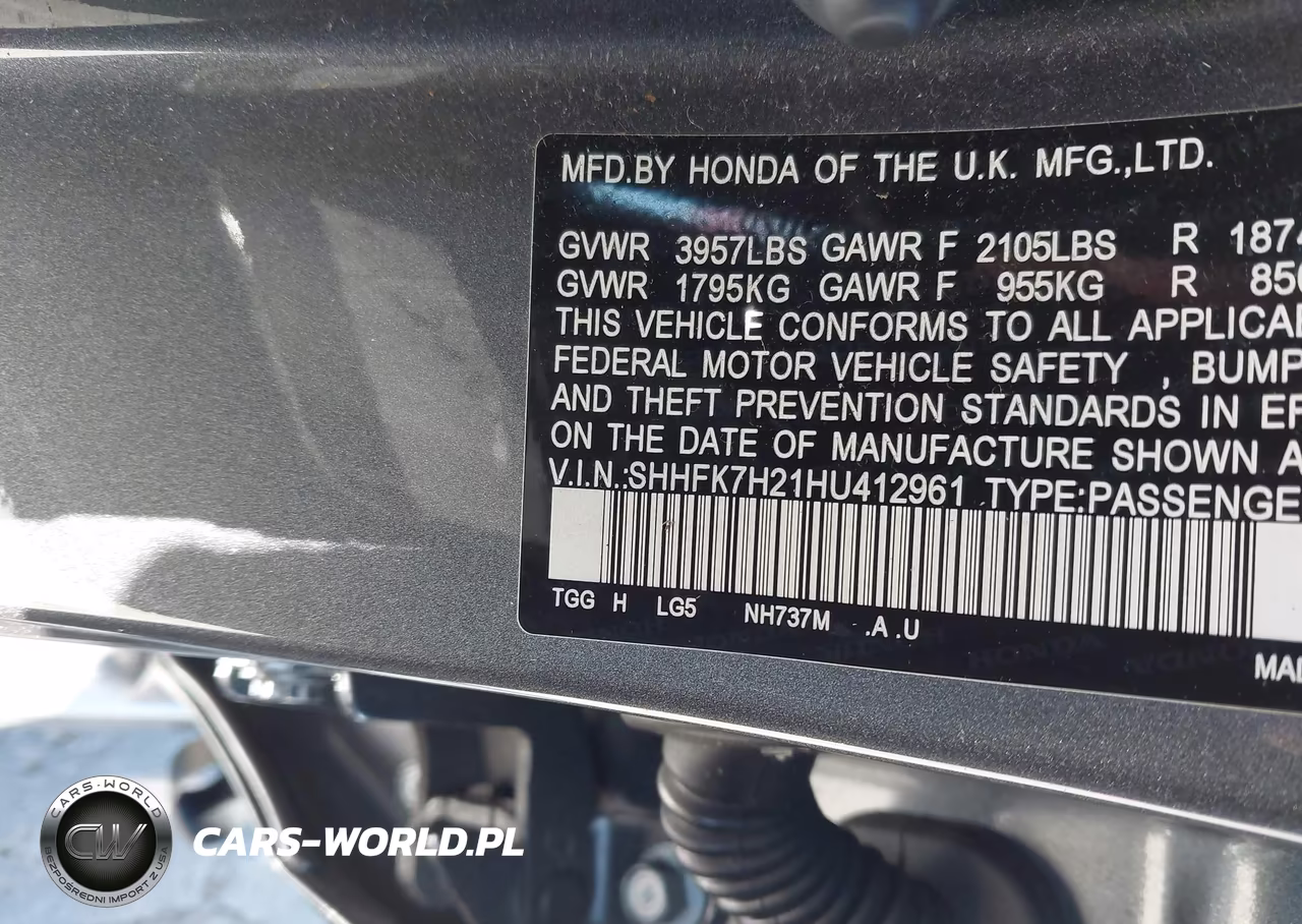 2017 Honda Civic Lx VIN:SHHFK7H21HU412961 - 9