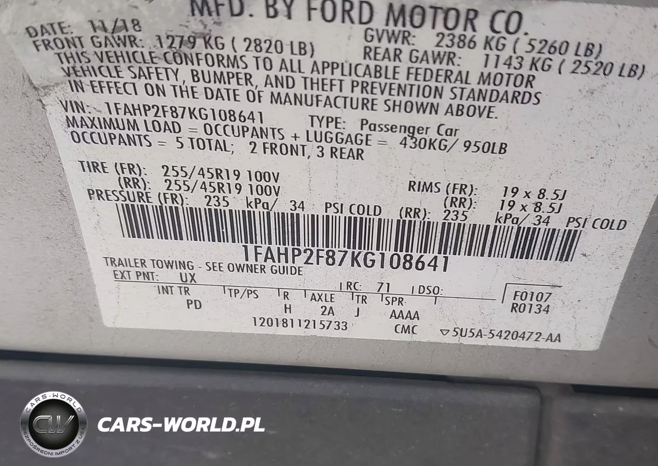 2019 Ford Taurus Limited VIN:1FAHP2F87KG108641 - 9