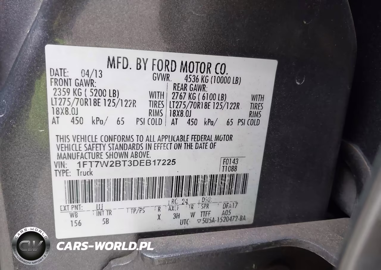 2013 Ford F-250 Lariat VIN:1FT7W2BT3DEB17225 - 9
