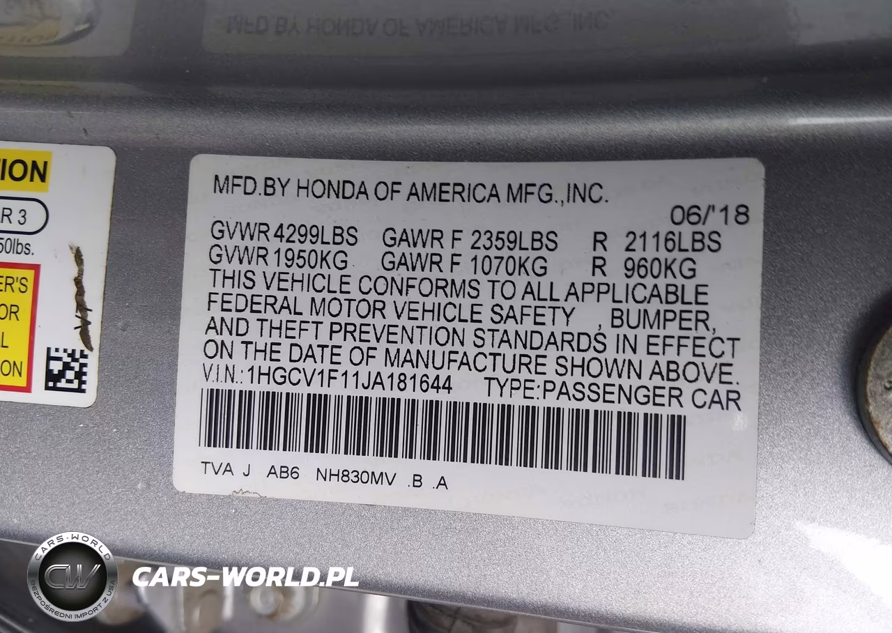 2018 Honda Accord Lx VIN:1HGCV1F11JA181644 - 9