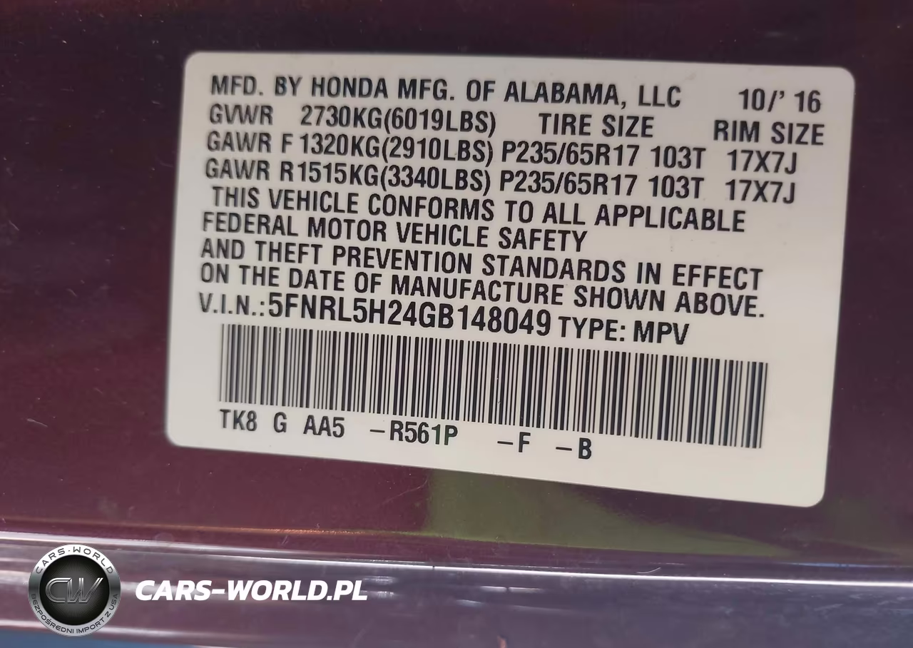 2016 Honda Odyssey Lx VIN:5FNRL5H24GB148049 - 9