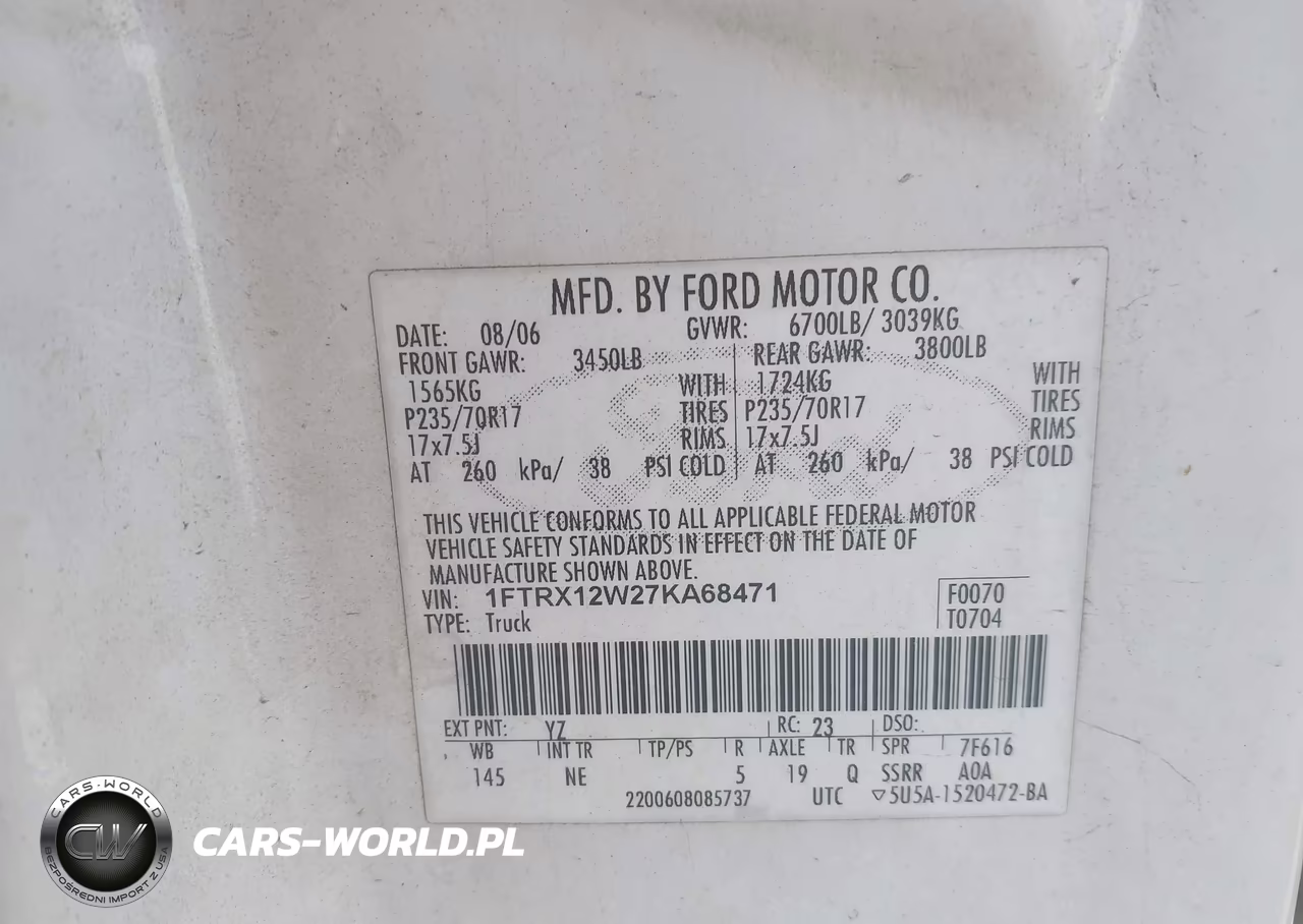 2007 Ford F-150 Stx-Xl-Xlt VIN:1FTRX12W27KA68471 - 9
