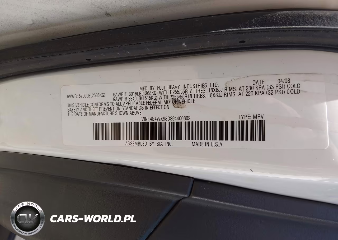 2009 Subaru Tribeca Limited 7-Passenger VIN:4S4WX98D394400802 - 9