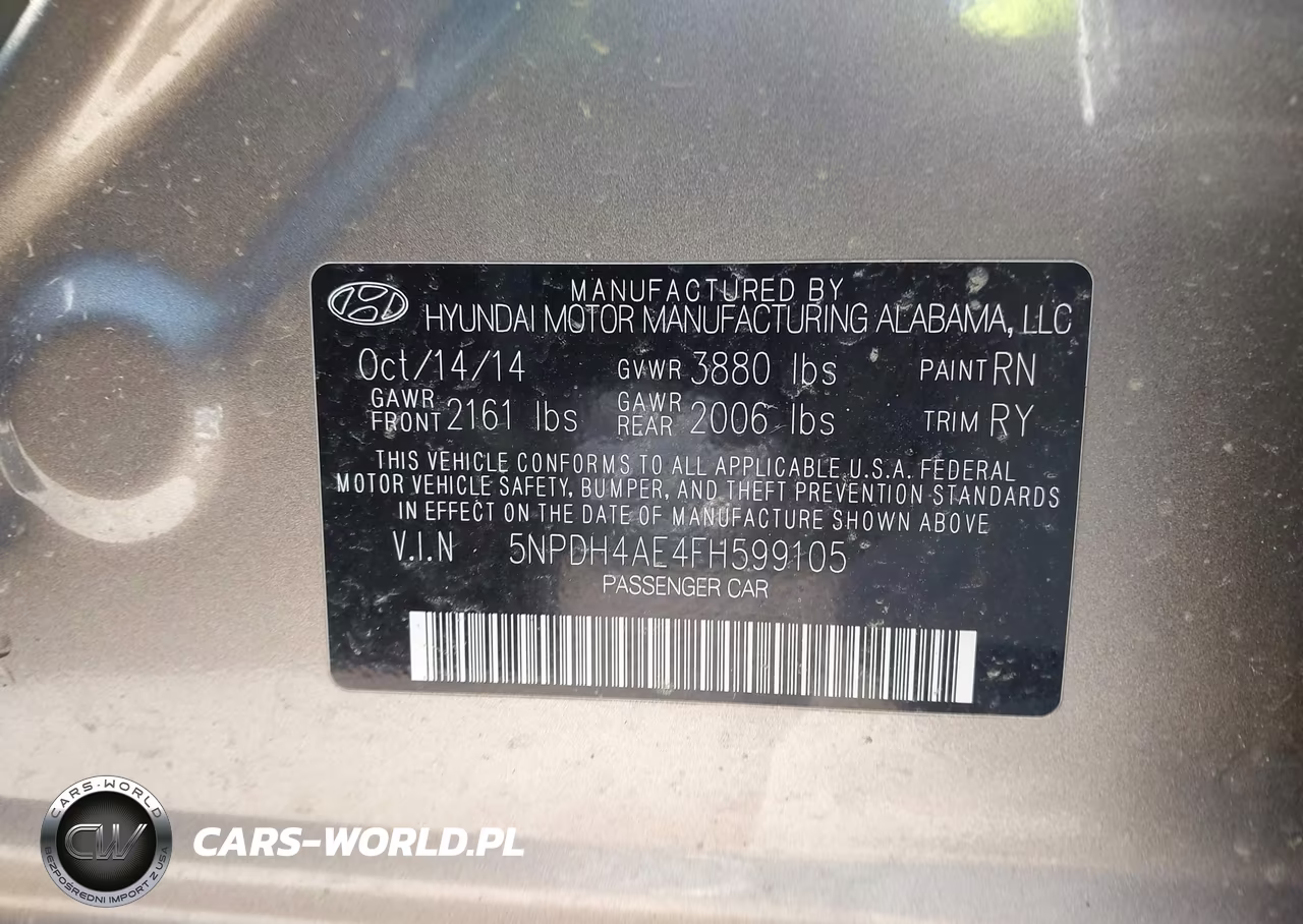 2015 Hyundai Elantra Se VIN:5NPDH4AE4FH599105 - 9