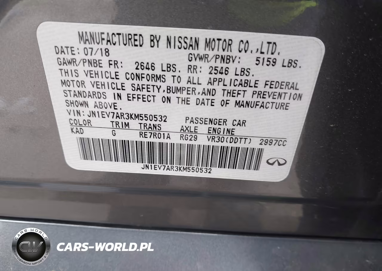 2019 Infiniti Q50 3.0T Sport VIN:JN1EV7AR3KM550532 - 9