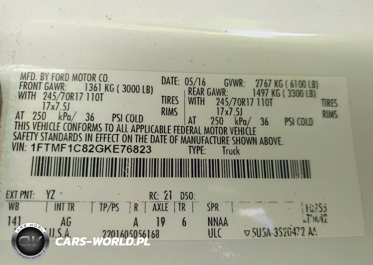 2016 Ford F-150 Xl VIN:1FTMF1C82GKE76823 - 9