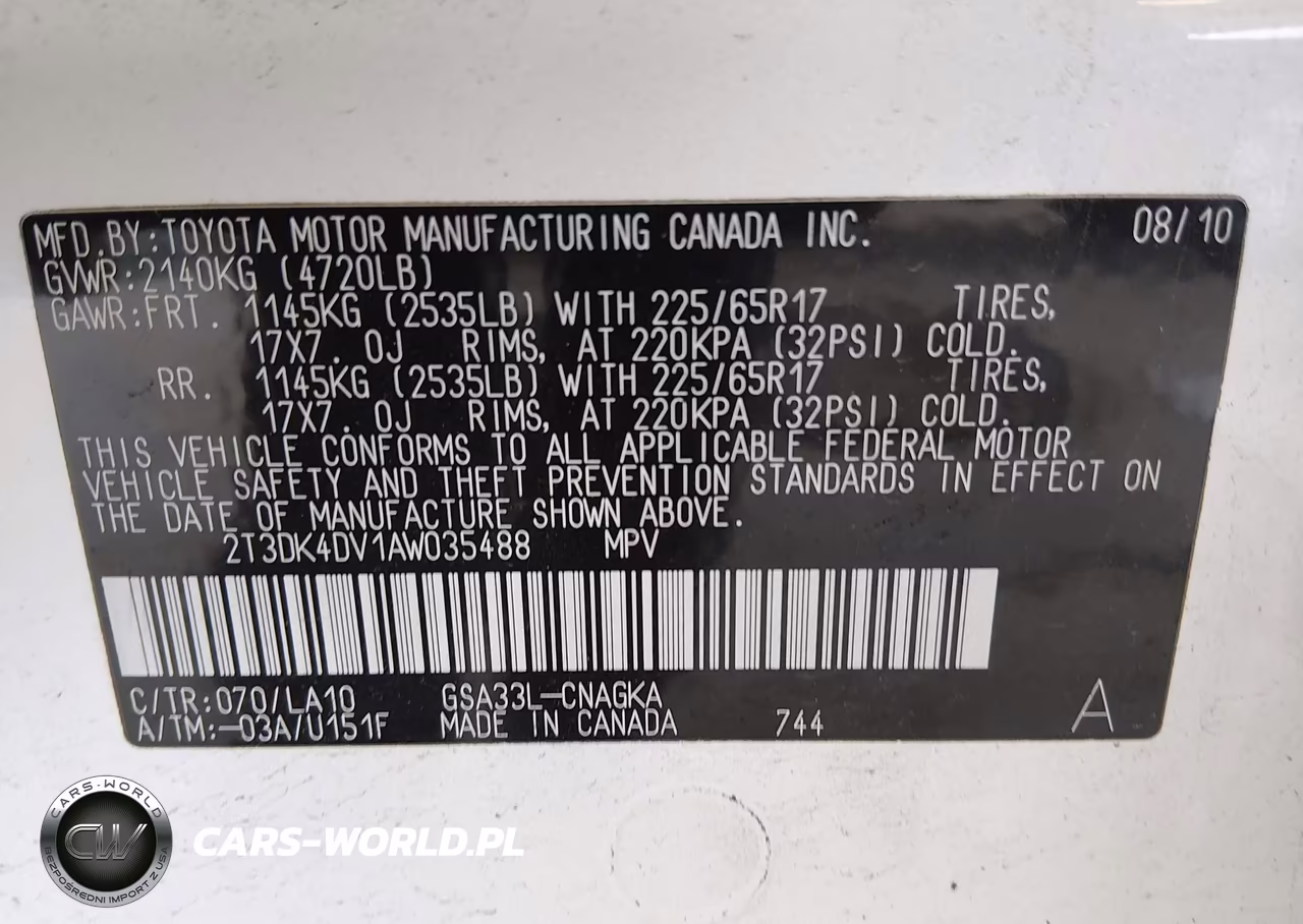 2010 Toyota Rav4 Limited V6 VIN:2T3DK4DV1AW035488 - 9