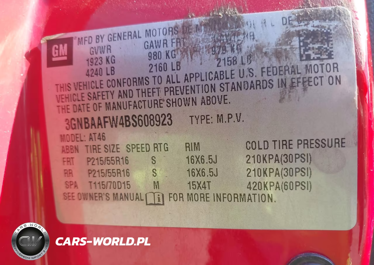 2011 Chevrolet Hhr Ls VIN:3GNBAAFW4BS608923 - 9