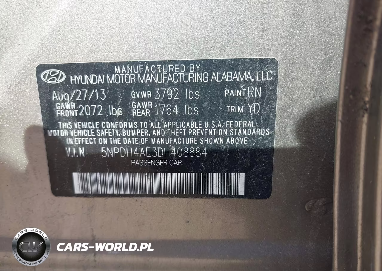 2013 Hyundai Elantra Gls VIN:5NPDH4AE3DH408884 - 9
