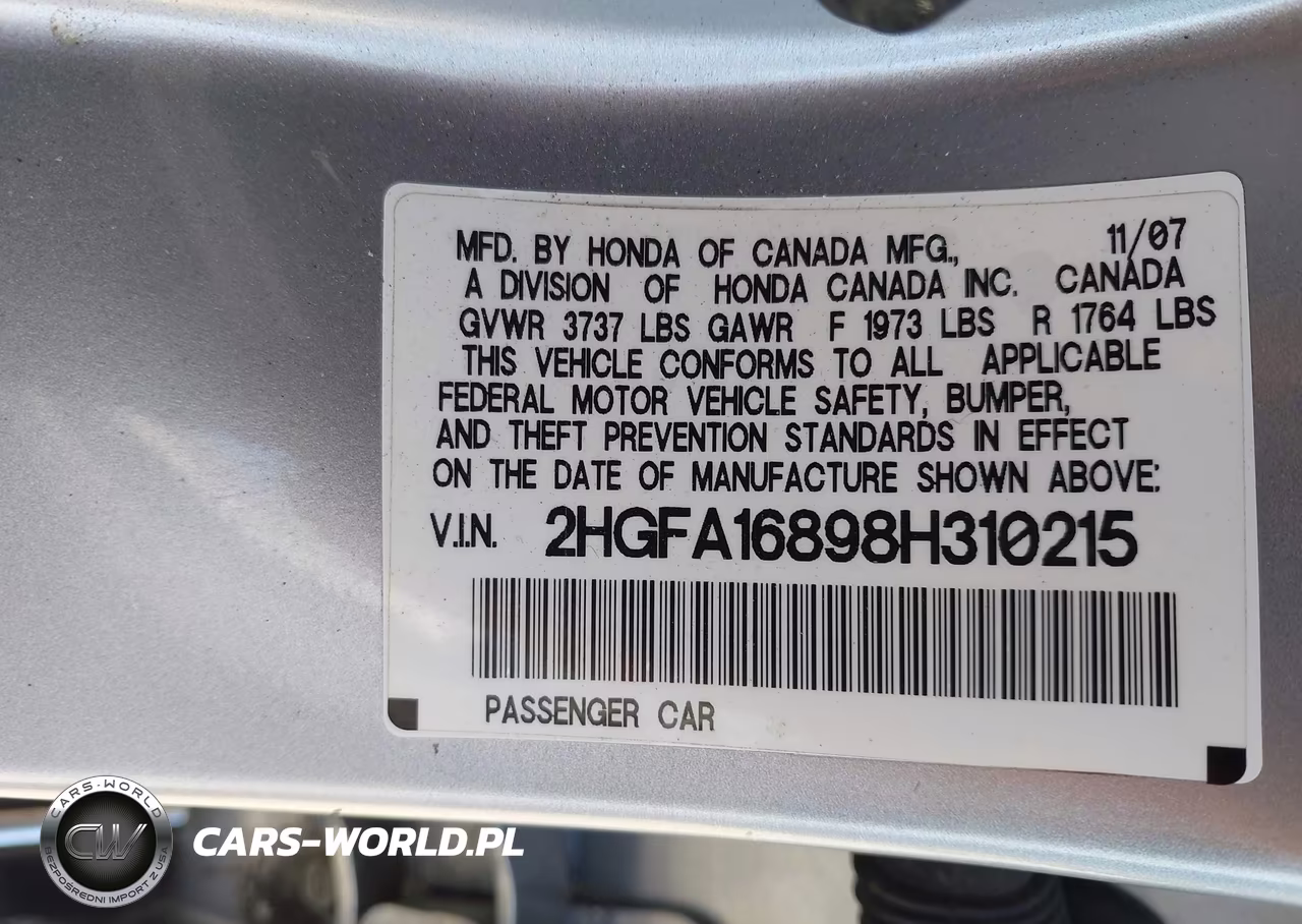 2008 Honda Civic Ex VIN:2HGFA16898H310215 - 9