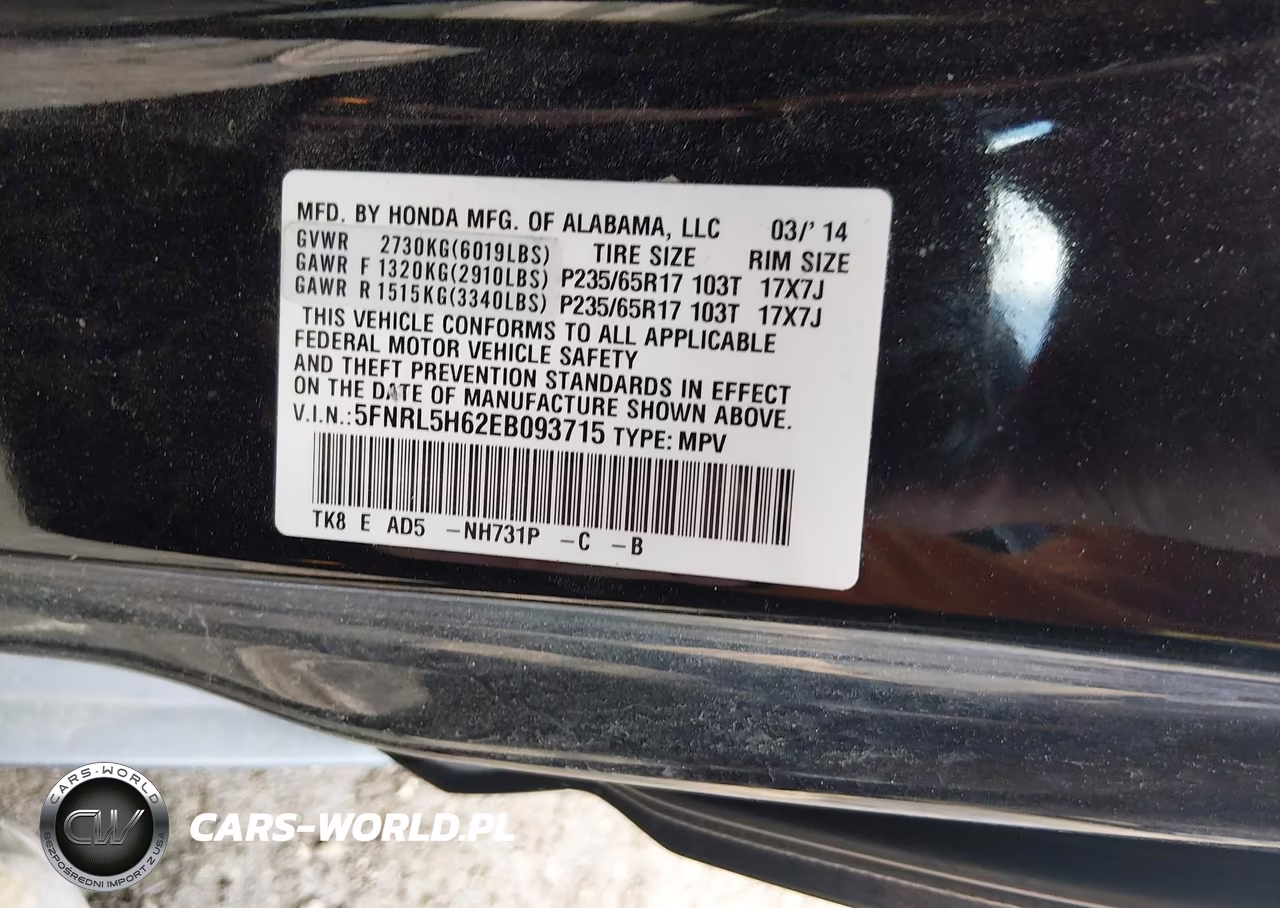 2014 Honda Odyssey Ex-L VIN:5FNRL5H62EB093715 - 9