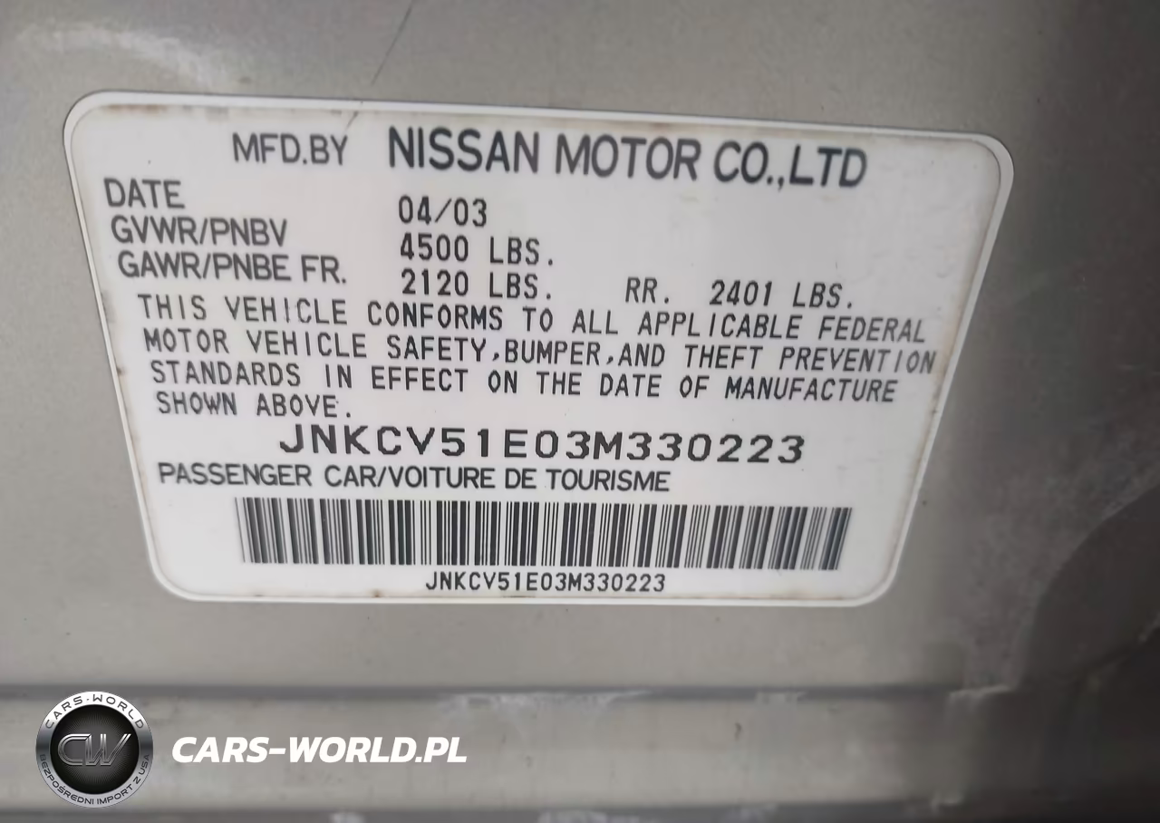 2003 Infiniti G35 Luxury Leather VIN:JNKCV51E03M330223 - 9