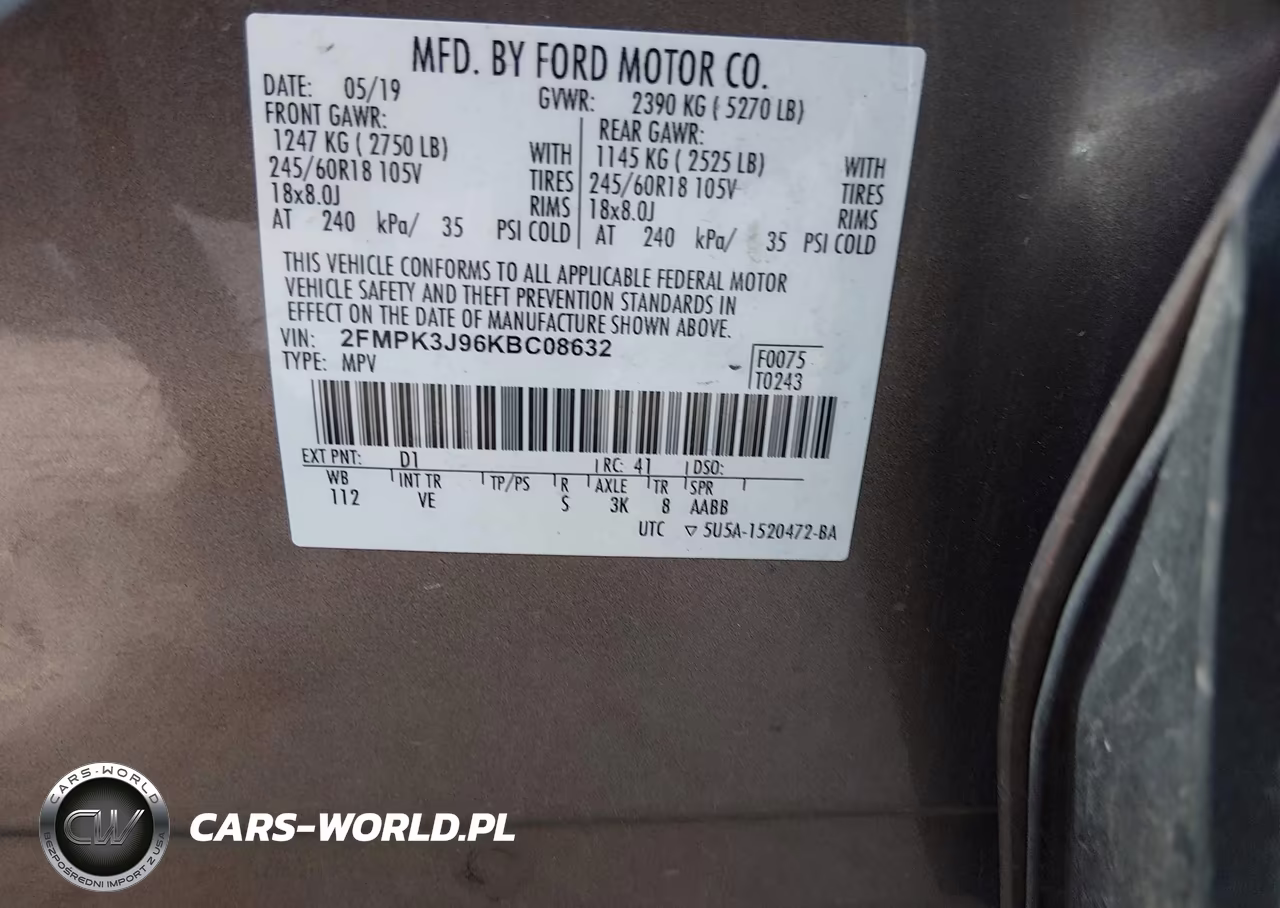 2019 Ford Edge Sel VIN:2FMPK3J96KBC08632 - 9