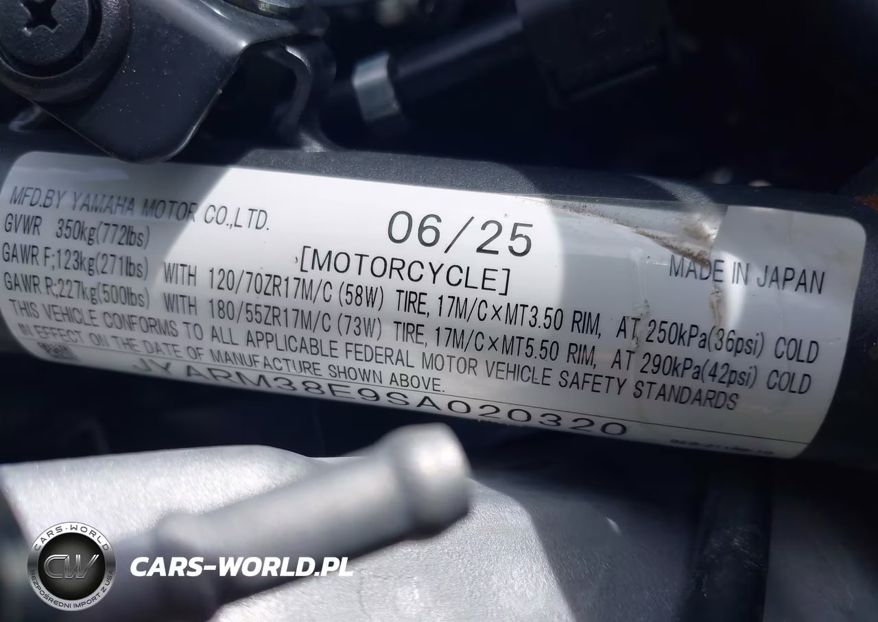 2025 Yamaha Yzfr7 VIN:JYARM38E9SA020320 - 10