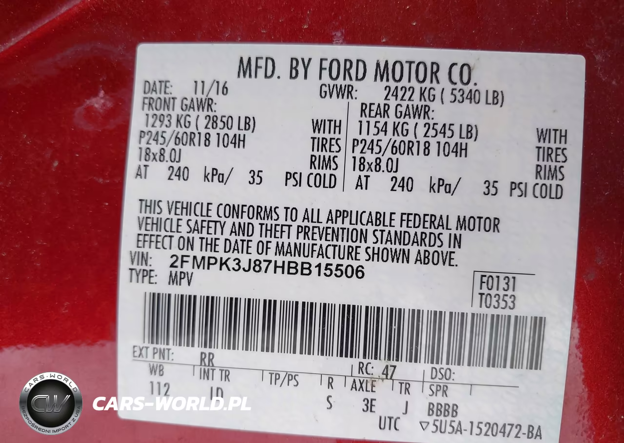 2017 Ford Edge Sel VIN:2FMPK3J87HBB15506 - 9