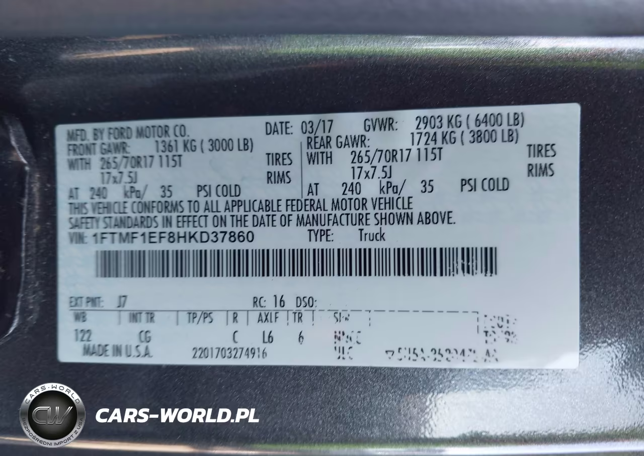2017 Ford F-150 Xl VIN:1FTMF1EF8HKD37860 - 9