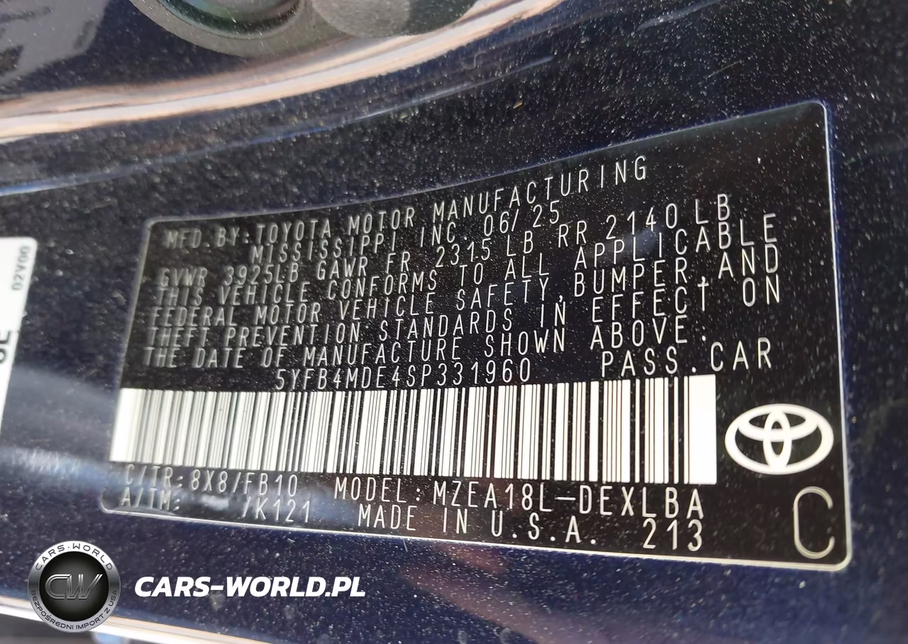 2025 Toyota Corolla Le VIN:5YFB4MDE4SP331960 - 9