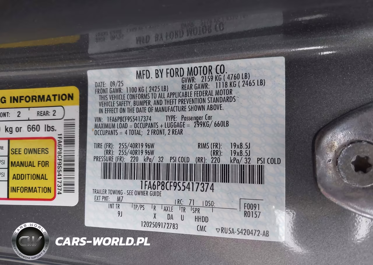 2025 Ford Mustang Gt Premium Fastback VIN:1FA6P8CF9S5417374 - 9