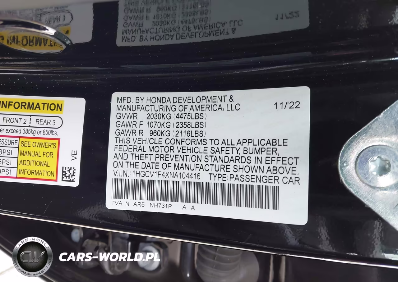 2022 Honda Accord Sport Special Edition VIN:1HGCV1F4XNA104416 - 9