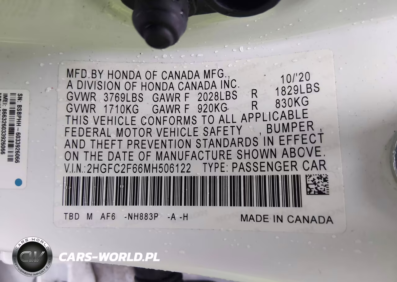 2021 Honda Civic Lx VIN:2HGFC2F66MH506122 - 9