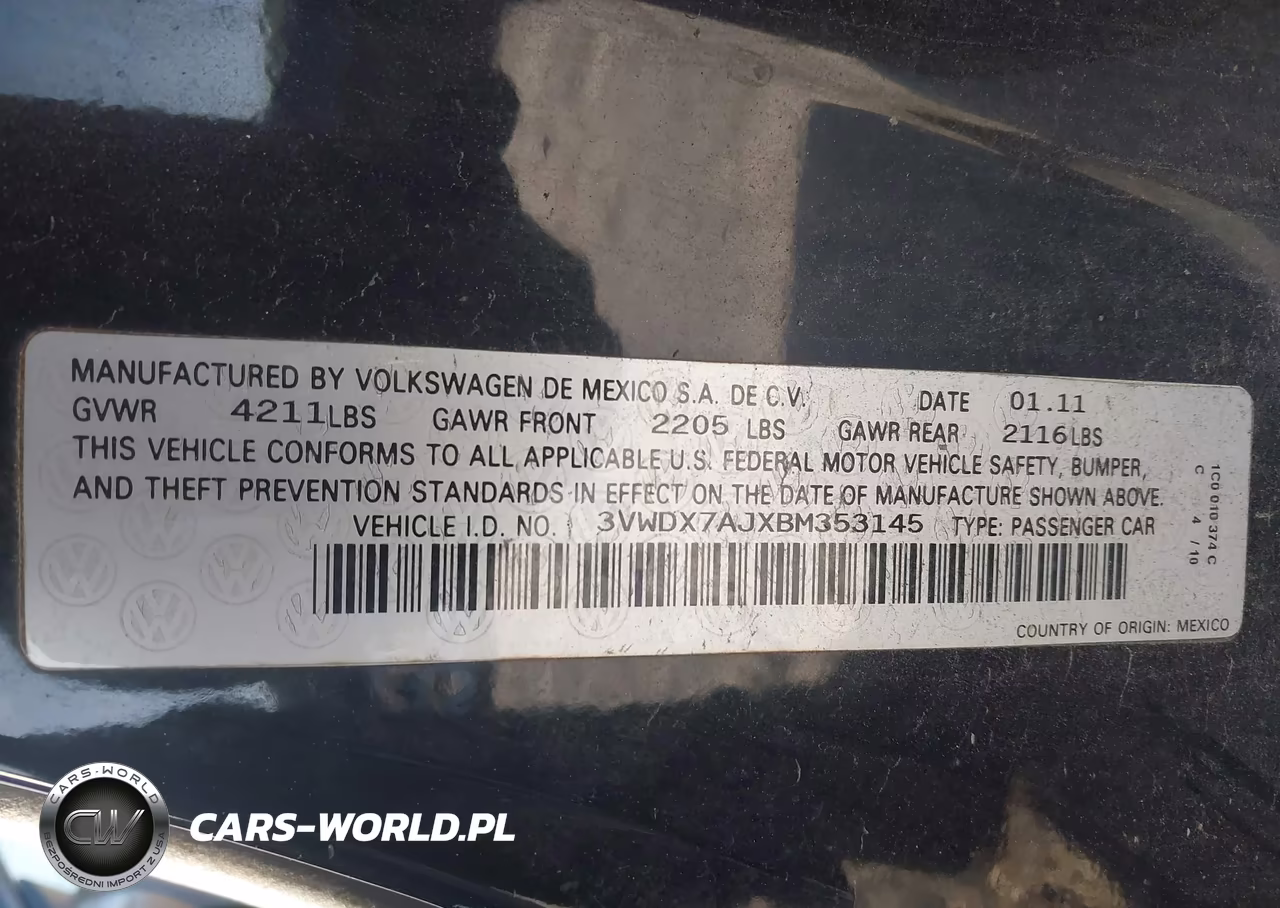2011 Volkswagen Jetta 2.5L Se VIN:3VWDX7AJXBM353145 - 9