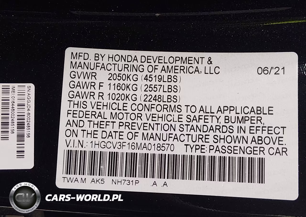 2021 Honda Accord Hybrid VIN:1HGCV3F16MA018570 - 9