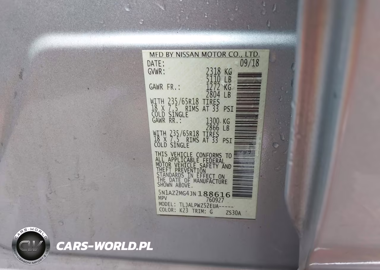 2018 Nissan Murano S VIN:5N1AZ2MG4JN188616 - 9