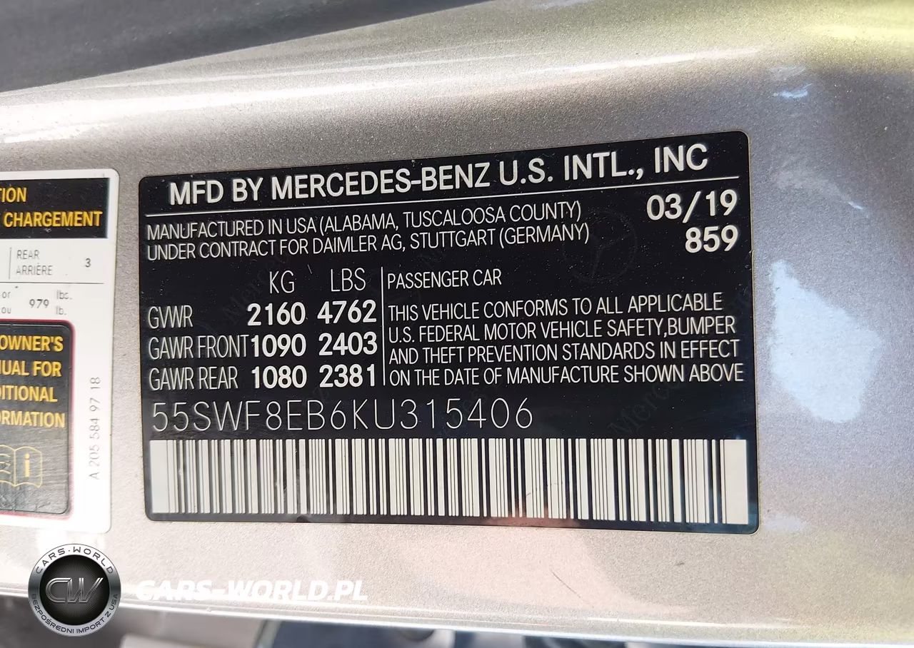 2019 Mercedes-Benz C 300 4Matic VIN:55SWF8EB6KU315406 - 9