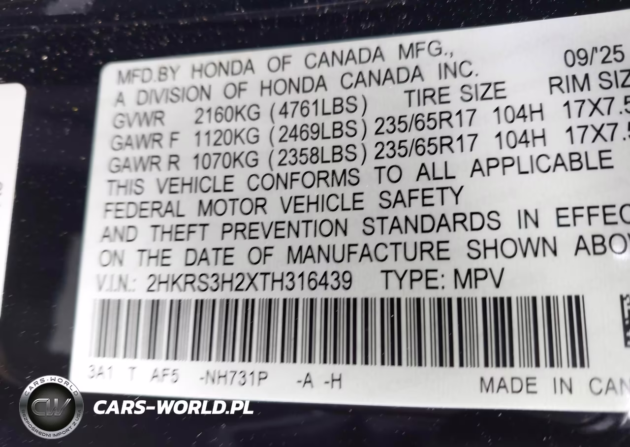 2026 Honda Cr-V Lx 2Wd VIN:2HKRS3H2XTH316439 - 9
