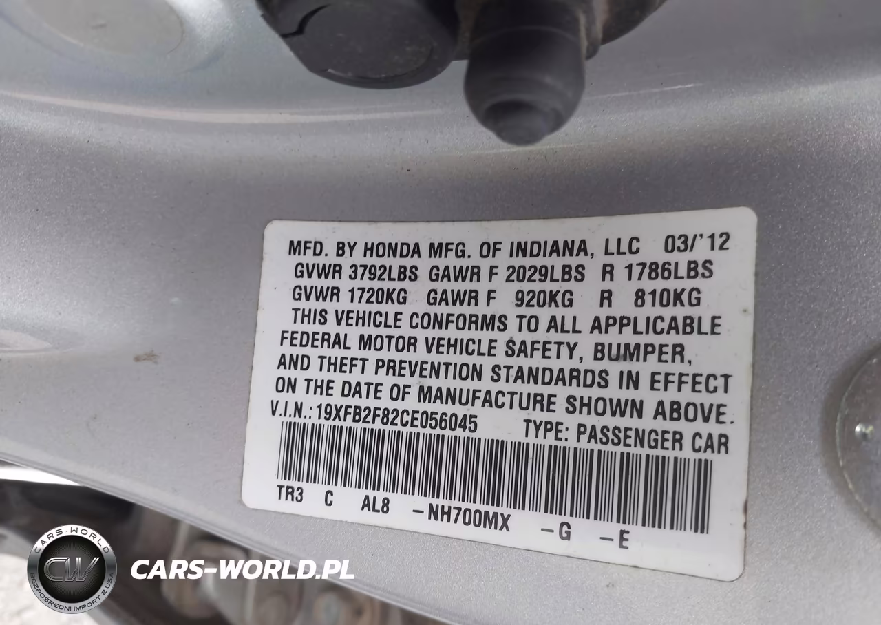 2012 Honda Civic Ex VIN:19XFB2F82CE056045 - 9
