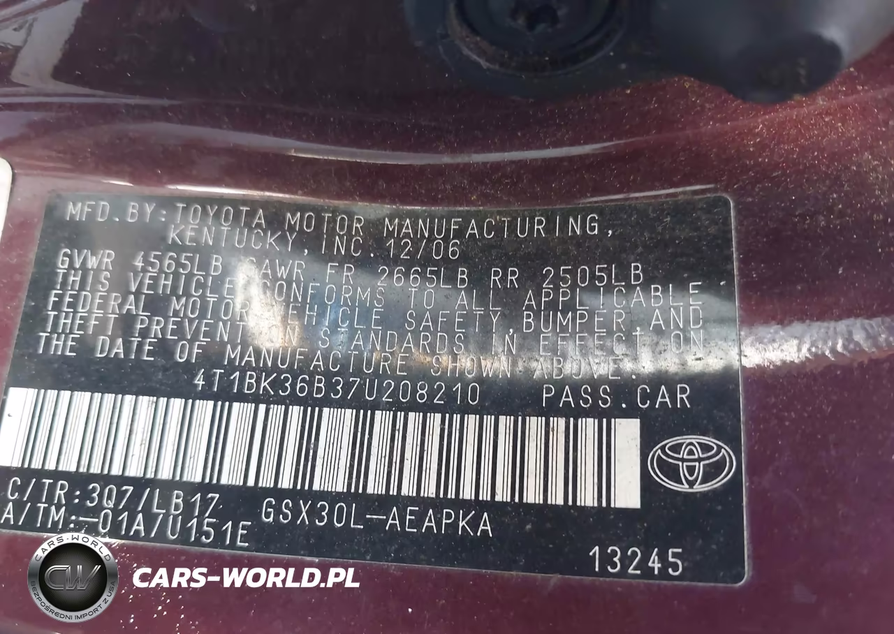 2007 Toyota Avalon Limited VIN:4T1BK36B37U208210 - 9