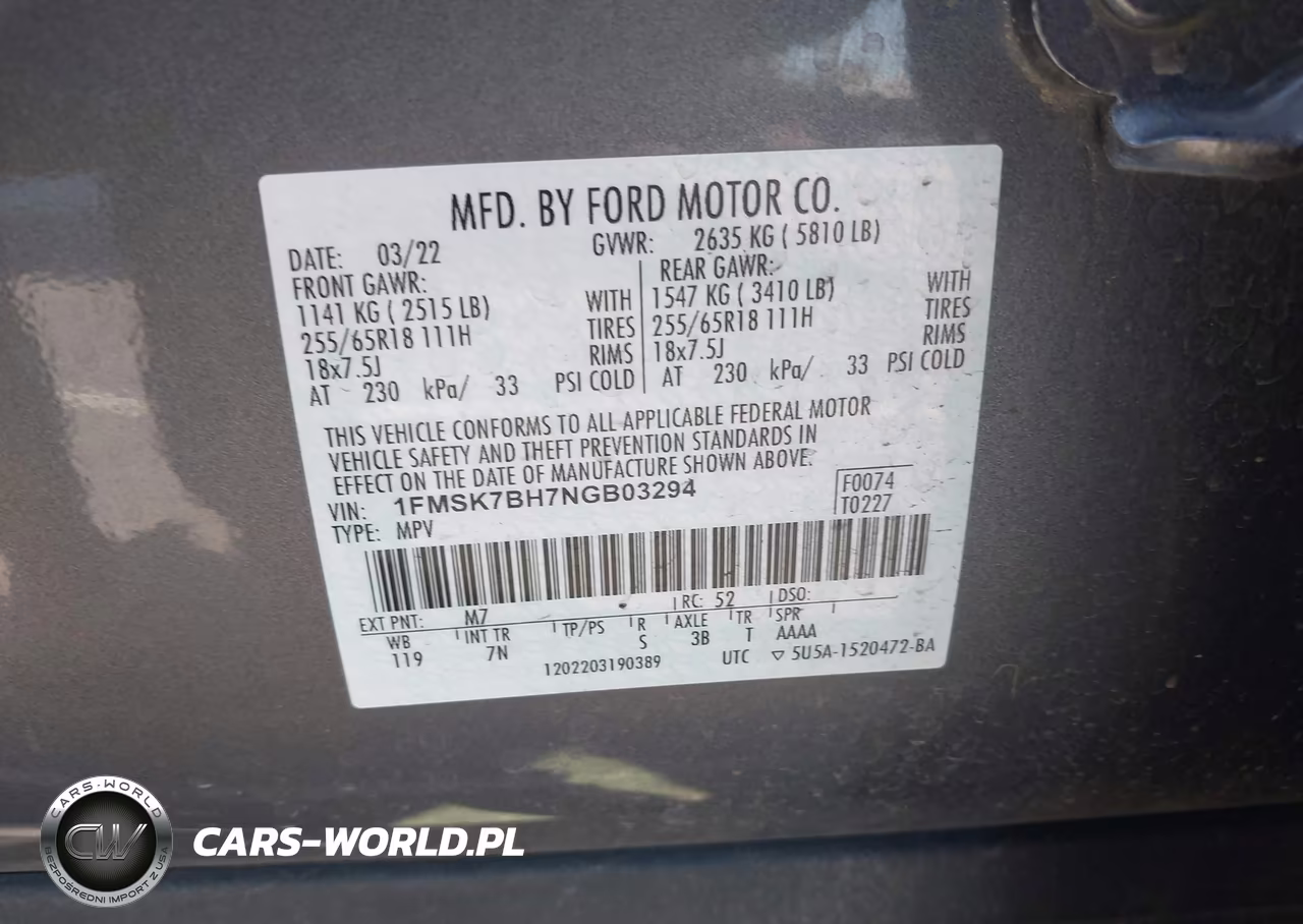2022 Ford Explorer VIN:1FMSK7BH7NGB03294 - 9