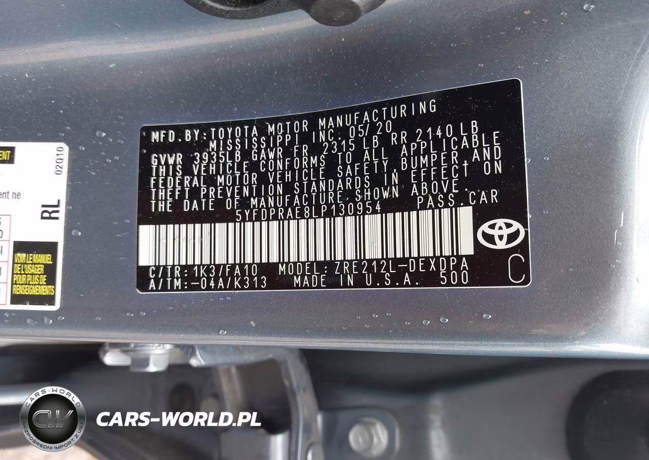 2020 Toyota Corolla L VIN:5YFDPRAE8LP130954 - 9