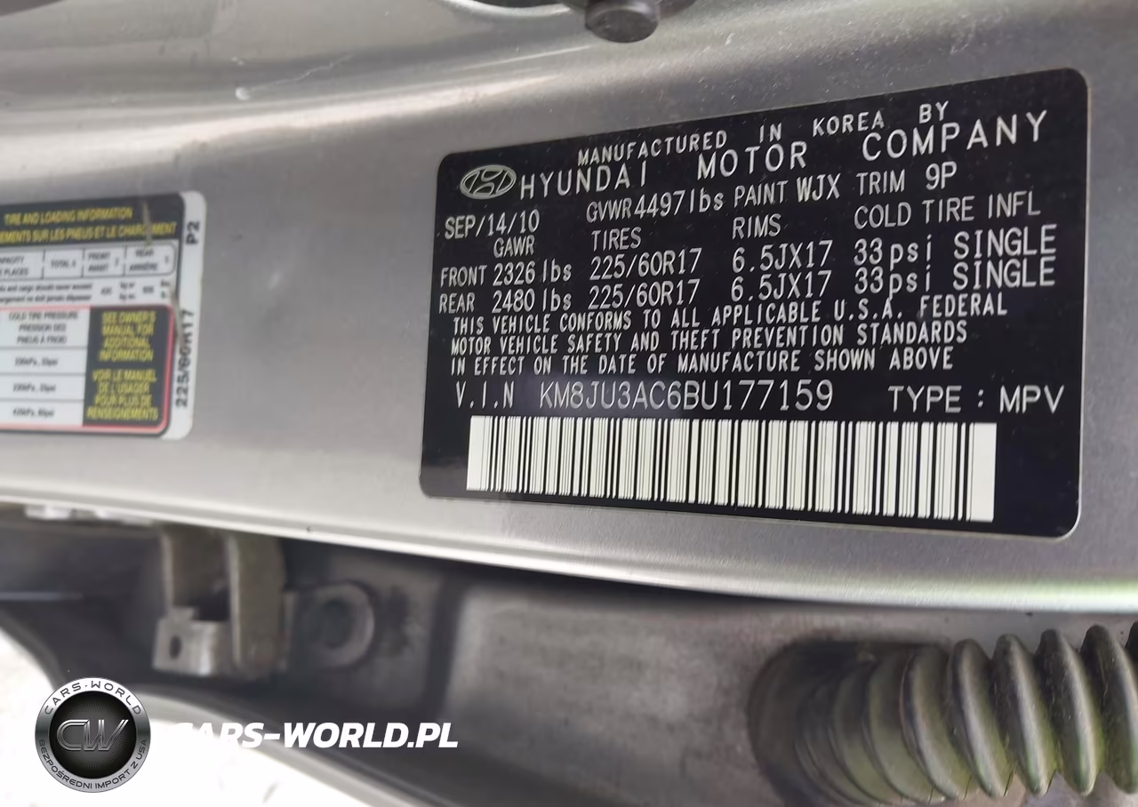 2011 Hyundai Tucson Gls VIN:KM8JU3AC6BU177159 - 9