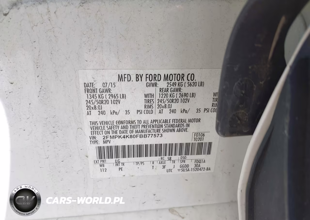 2015 Ford Edge Titanium VIN:2FMPK4K80FBB77573 - 9