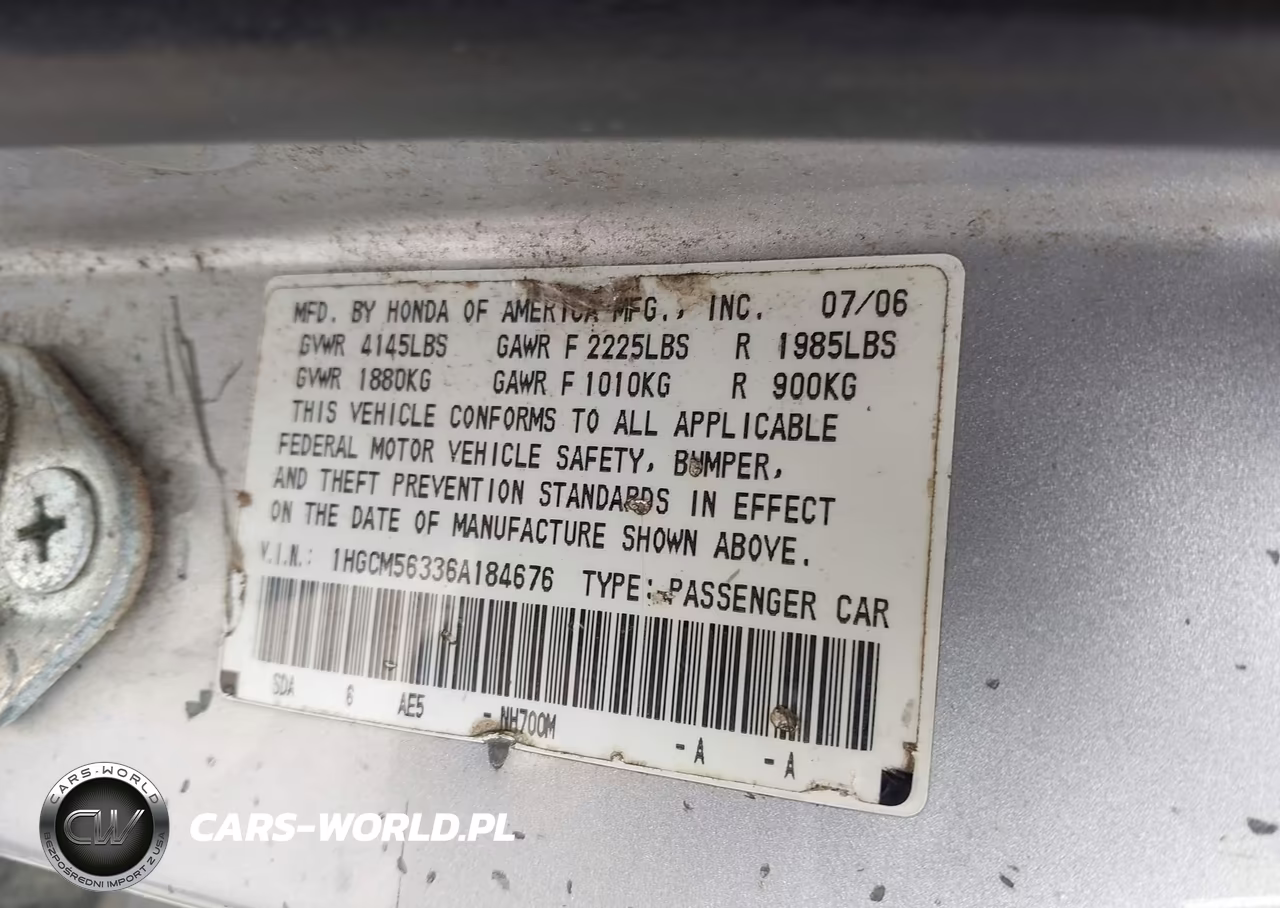 2006 Honda Accord 2.4 Se VIN:1HGCM56336A184676 - 9