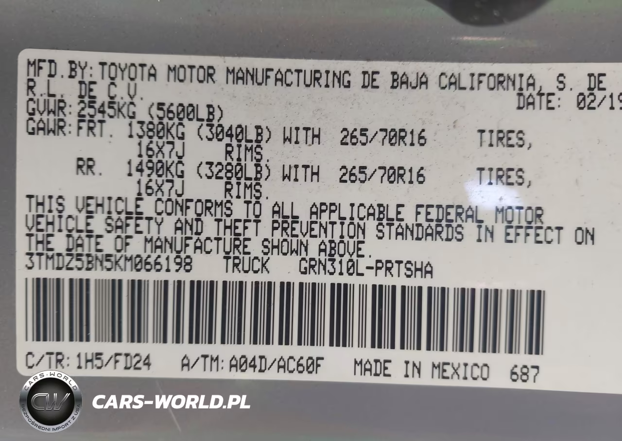 2019 Toyota Tacoma Trd Off Road VIN:3TMDZ5BN5KM066198 - 9