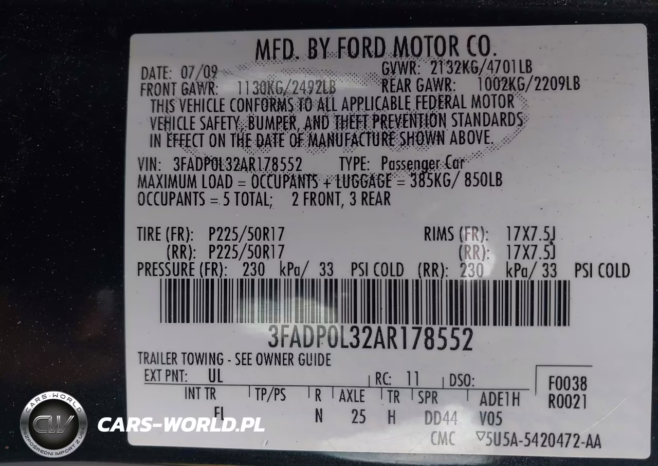 2010 Ford Fusion Hybrid VIN:3FADP0L32AR178552 - 9