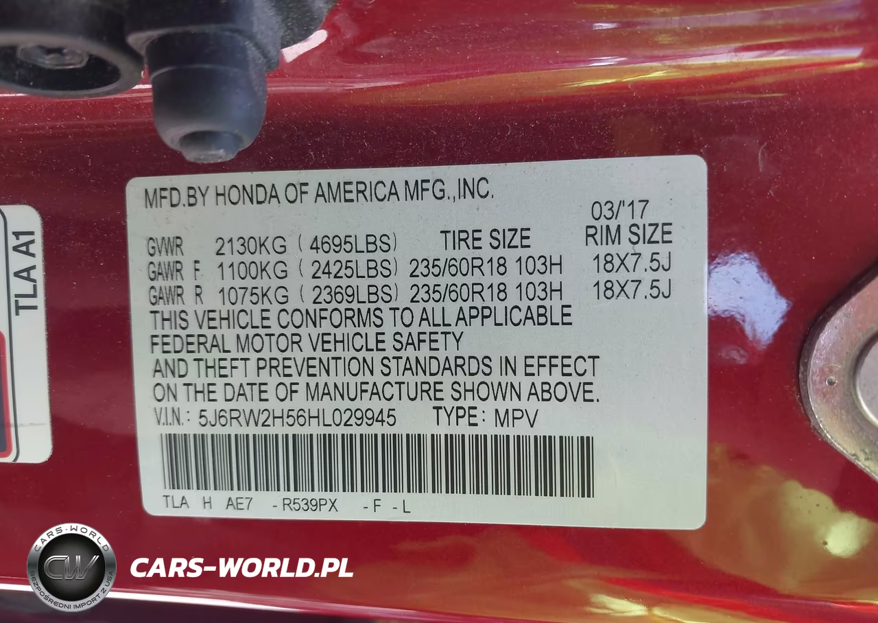 2017 Honda Cr-V Ex VIN:5J6RW2H56HL029945 - 9