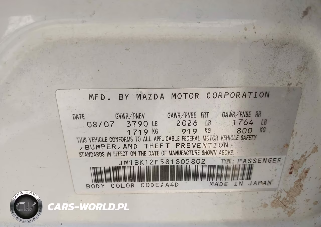 2008 Mazda Mazda3 I VIN:JM1BK12F581805802 - 9